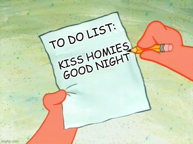 Never forgot, no homo | KISS HOMIES GOOD NIGHT; TO DO LIST: | image tagged in to do list | made w/ Imgflip meme maker