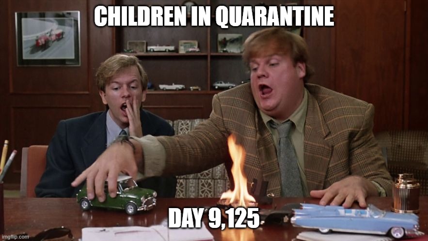 25 Years in Quarantine | CHILDREN IN QUARANTINE; DAY 9,125 | image tagged in covid,quarantine,tommyboy | made w/ Imgflip meme maker