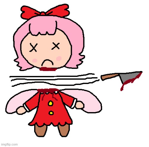 Ribbon Gets Decapitated From A Knife Again | image tagged in kirby,ribbon,gore,blood,funny,death | made w/ Imgflip meme maker