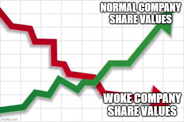 Graph | NORMAL COMPANY SHARE VALUES; WOKE COMPANY SHARE VALUES | image tagged in graph | made w/ Imgflip meme maker