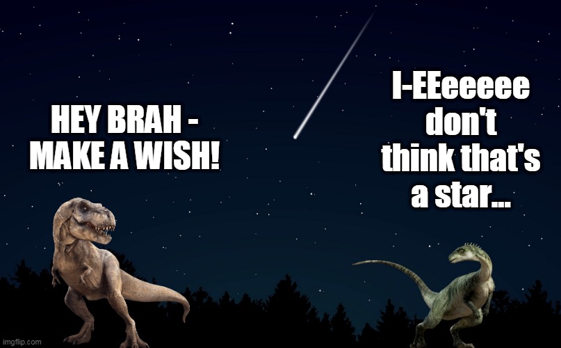 Things Aren't ALWAYS What They Seem | I-EEeeeee don't think that's a star... HEY BRAH -
MAKE A WISH! | image tagged in dinosaur,star,wish | made w/ Imgflip meme maker