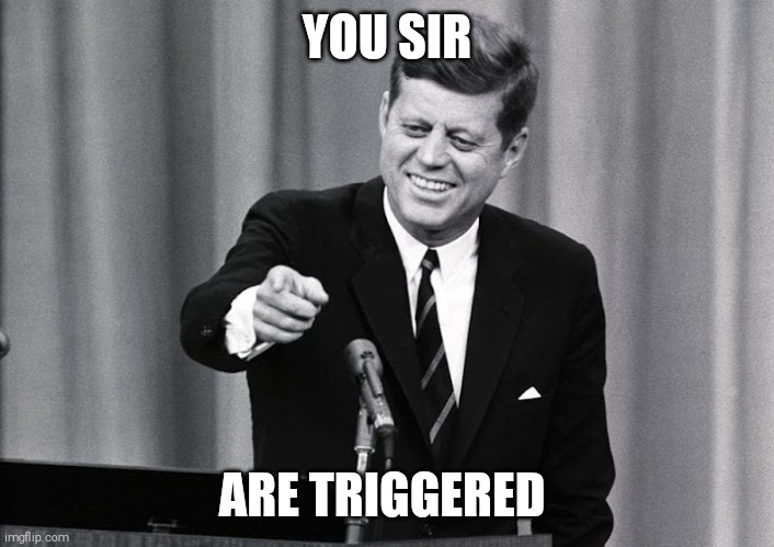 JFK | YOU SIR ARE TRIGGERED | image tagged in jfk | made w/ Imgflip meme maker