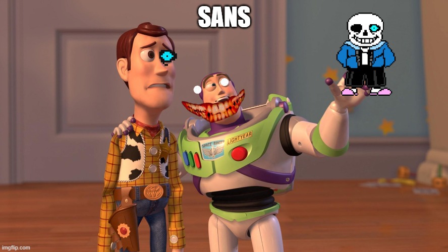 Woody and Buzz Lightyear Everywhere Widescreen | SANS | image tagged in woody and buzz lightyear everywhere widescreen | made w/ Imgflip meme maker