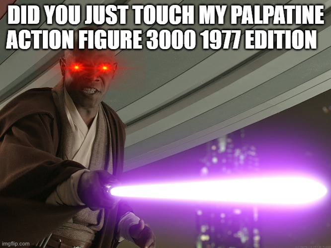 Samuel Star Was | DID YOU JUST TOUCH MY PALPATINE ACTION FIGURE 3000 1977 EDITION | image tagged in samuel star was | made w/ Imgflip meme maker