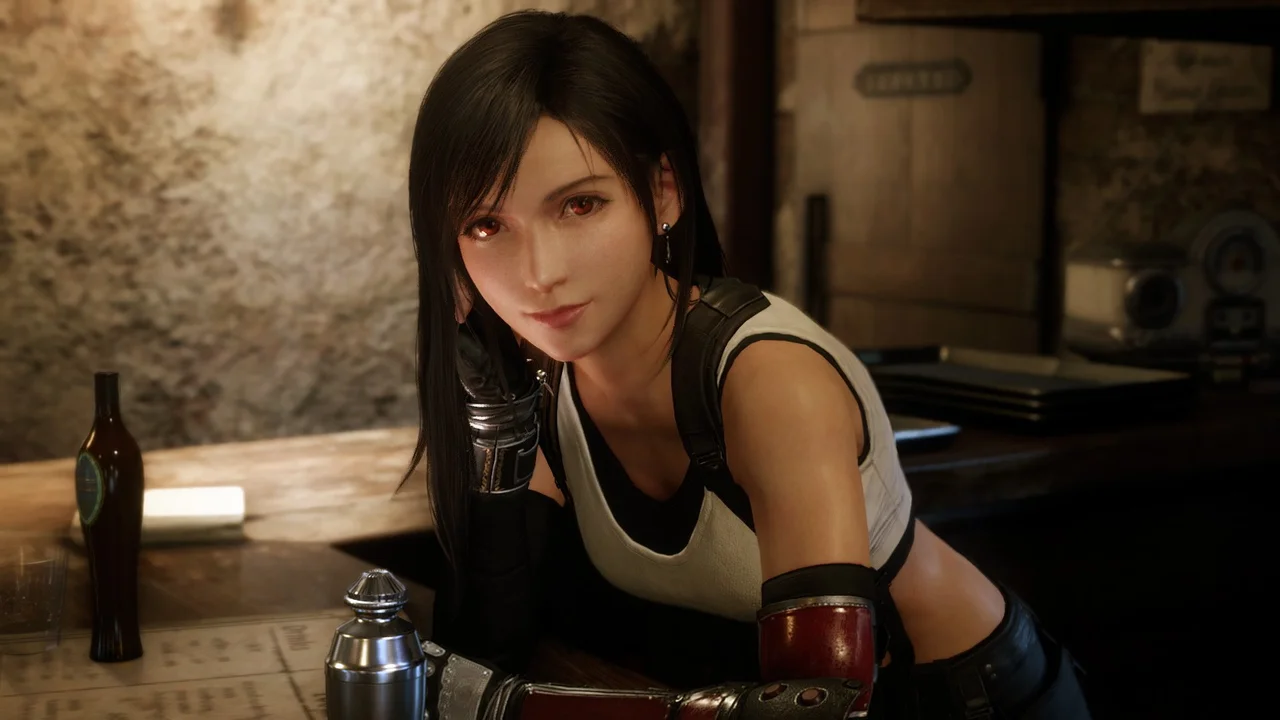 Tifa Lockhart in a Bar Blank Meme Template