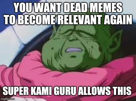 Super Kami Guru Allows This | YOU WANT DEAD MEMES TO BECOME RELEVANT AGAIN; SUPER KAMI GURU ALLOWS THIS | image tagged in memes,super kami guru allows this | made w/ Imgflip meme maker