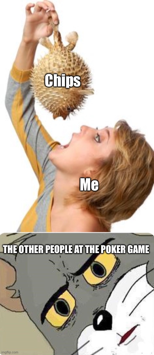 Chips; Me; THE OTHER PEOPLE AT THE POKER GAME | image tagged in funny,memes | made w/ Imgflip meme maker