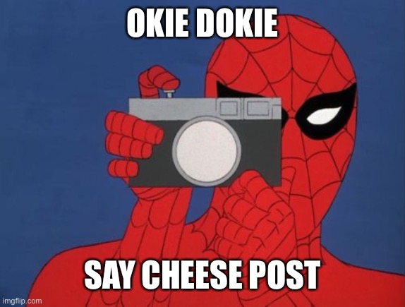 Spiderman Camera Meme | OKIE DOKIE SAY CHEESE POST | image tagged in memes,spiderman camera,spiderman | made w/ Imgflip meme maker