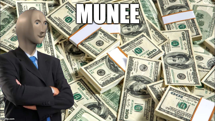 meme man is now rich | MUNEE | image tagged in money,memes | made w/ Imgflip meme maker