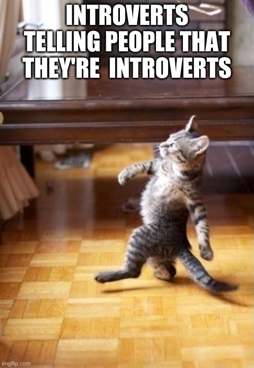 Cool Cat Stroll Meme | INTROVERTS TELLING PEOPLE THAT THEY'RE  INTROVERTS | image tagged in memes,cool cat stroll | made w/ Imgflip meme maker