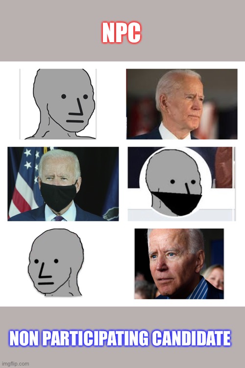 Joe Biden NPC | NPC; NON PARTICIPATING CANDIDATE | image tagged in joe biden npc | made w/ Imgflip meme maker