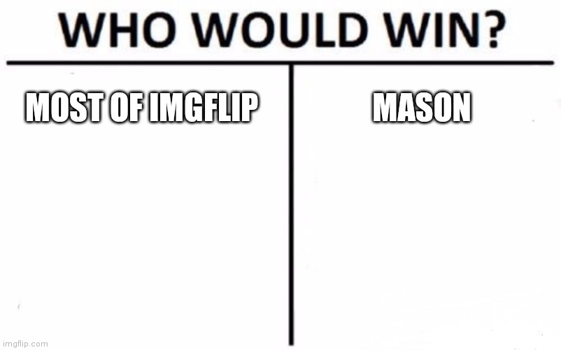 Who Would Win? | MOST OF IMGFLIP; MASON | image tagged in memes,who would win | made w/ Imgflip meme maker