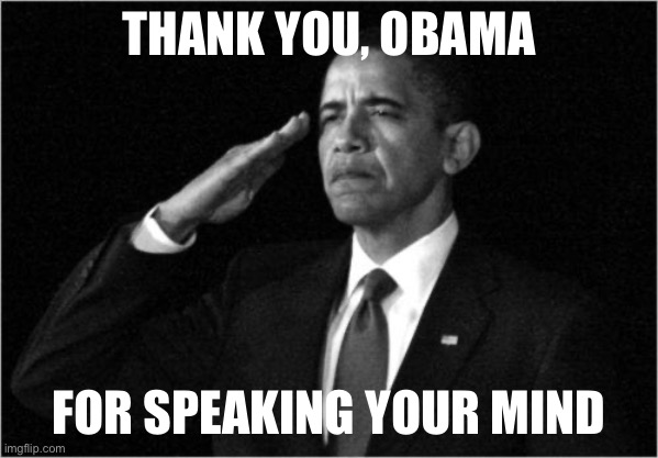 He who stood for hope & change sounded beaten, defeated, scared. Because that is what our country has become under Donald Trump. | THANK YOU, OBAMA; FOR SPEAKING YOUR MIND | image tagged in obama-salute,obama,democrats,election 2020,trump,patriotism | made w/ Imgflip meme maker