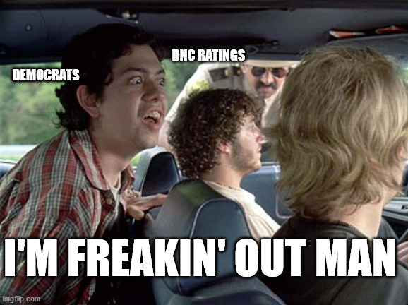 Democrats | DNC RATINGS; DEMOCRATS; I'M FREAKIN' OUT MAN | image tagged in freakin out | made w/ Imgflip meme maker