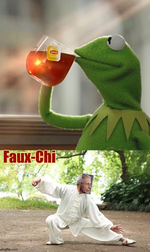 Dr Fauchi | Faux-Chi | image tagged in but that's none of my business,drinking,tea,parliament,copy,bill gates | made w/ Imgflip meme maker