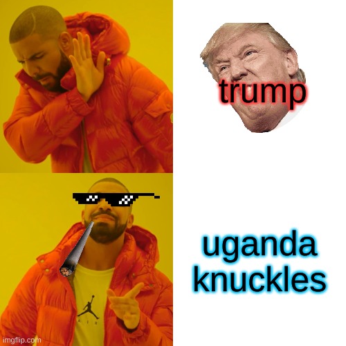 Drake Hotline Bling | trump; uganda knuckles | image tagged in memes,drake hotline bling | made w/ Imgflip meme maker