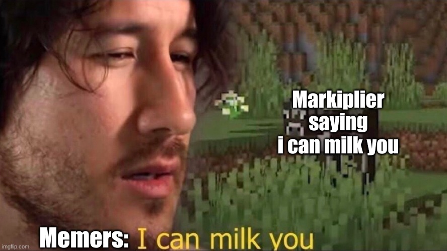 They can milk you | Markiplier saying i can milk you; Memers: | image tagged in i can milk you template | made w/ Imgflip meme maker