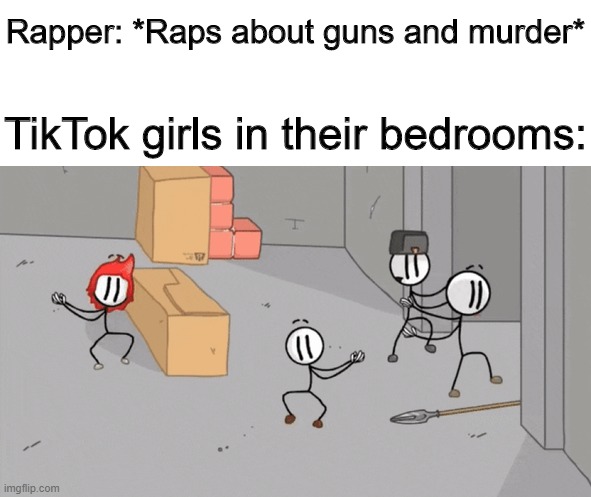 You have been distracted! | Rapper: *Raps about guns and murder*; TikTok girls in their bedrooms: | image tagged in memes,funny,dance,distraction,rap | made w/ Imgflip meme maker