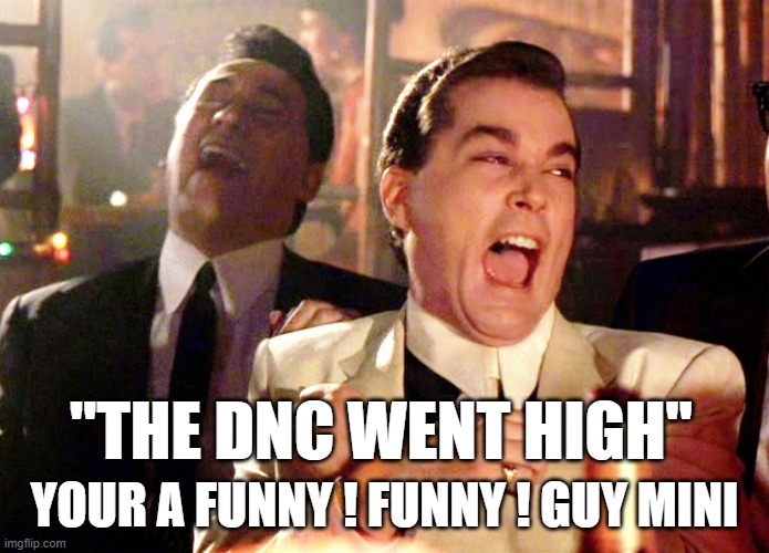 Good Fellas Hilarious Meme | "THE DNC WENT HIGH" YOUR A FUNNY ! FUNNY ! GUY MINI | image tagged in memes,good fellas hilarious | made w/ Imgflip meme maker
