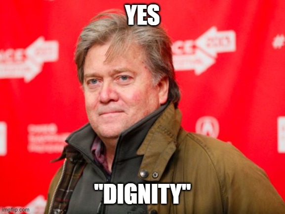 Steve Bannon | YES "DIGNITY" | image tagged in steve bannon | made w/ Imgflip meme maker