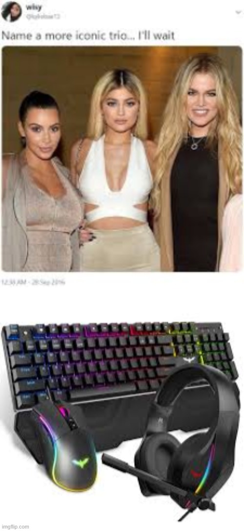 ahh yes... a marvellous combo am i right? | image tagged in name a more iconic trio i'll wait,gaming,keyboard,pc,pc master race | made w/ Imgflip meme maker