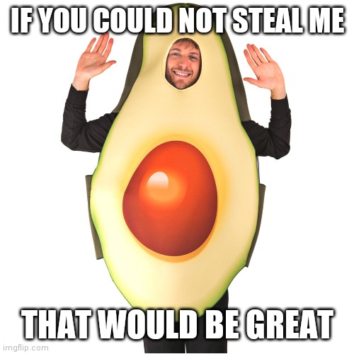 Avocado man | IF YOU COULD NOT STEAL ME THAT WOULD BE GREAT | image tagged in avocado man | made w/ Imgflip meme maker