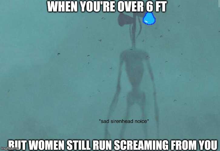 Sad Siren Head Noice | WHEN YOU'RE OVER 6 FT; BUT WOMEN STILL RUN SCREAMING FROM YOU | image tagged in sad siren head noice,siren head,ancient siren head | made w/ Imgflip meme maker