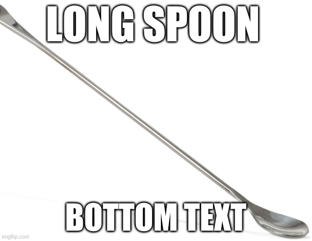 Long Spoon | LONG SPOON; BOTTOM TEXT | image tagged in bottom text | made w/ Imgflip meme maker