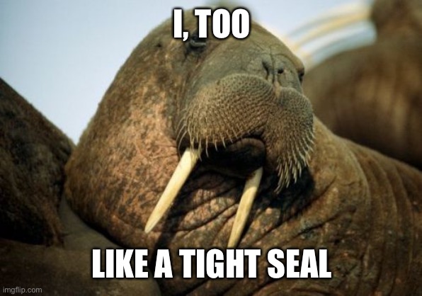 Sexual Deviant Walrus Meme | I, TOO LIKE A TIGHT SEAL | image tagged in memes,sexual deviant walrus | made w/ Imgflip meme maker