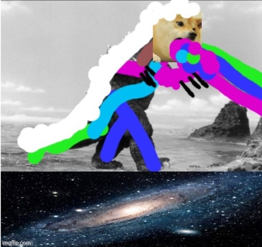 image tagged in galactic fire dogezilla | made w/ Imgflip meme maker