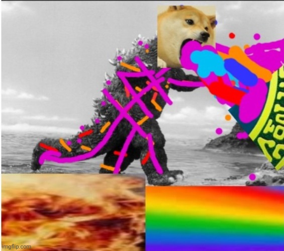 image tagged in infinity fire dogezilla | made w/ Imgflip meme maker