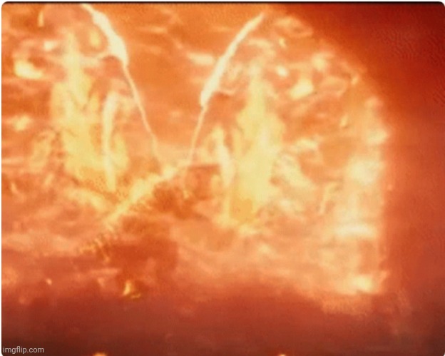 image tagged in burning godzilla attack | made w/ Imgflip meme maker