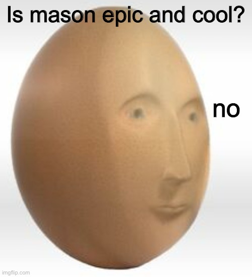 meme man egg okay | Is mason epic and cool? no | image tagged in meme man egg okay | made w/ Imgflip meme maker