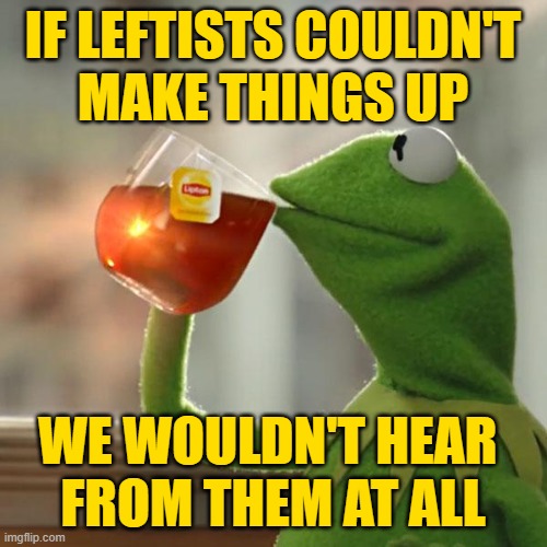 But That's None Of My Business Meme | IF LEFTISTS COULDN'T
MAKE THINGS UP WE WOULDN'T HEAR 
FROM THEM AT ALL | image tagged in memes,but that's none of my business,kermit the frog | made w/ Imgflip meme maker