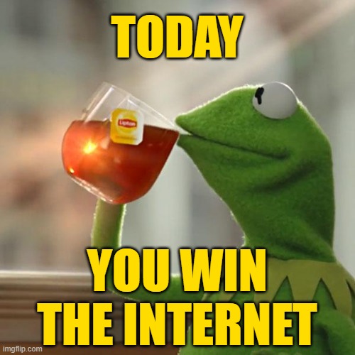 But That's None Of My Business Meme | TODAY YOU WIN
THE INTERNET | image tagged in memes,but that's none of my business,kermit the frog | made w/ Imgflip meme maker