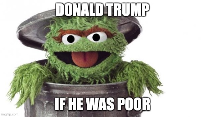 Oscar trashcan Sesame street | DONALD TRUMP; IF HE WAS POOR | image tagged in oscar trashcan sesame street | made w/ Imgflip meme maker