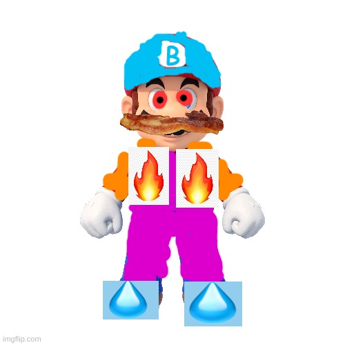 mario, i made mario like thishe is called BACON BOI | B | image tagged in mario,emoji,color,bacon | made w/ Imgflip meme maker