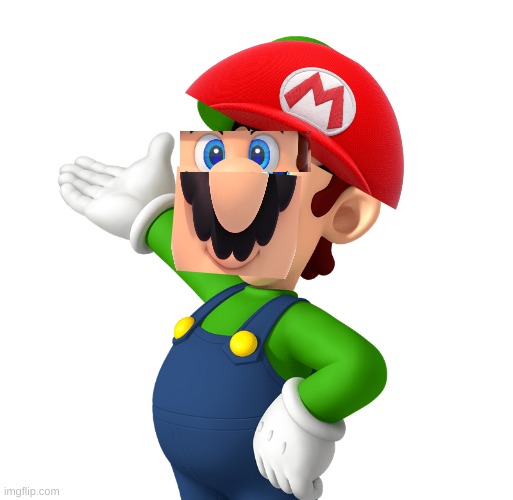 lugi with mario's face and hat | image tagged in lol,cursed image,oof | made w/ Imgflip meme maker