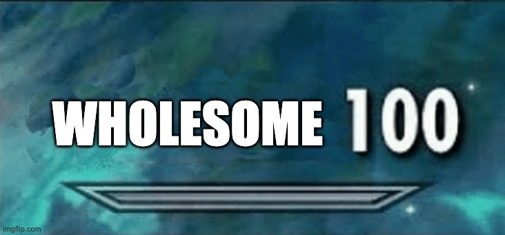 Skyrim skill meme | WHOLESOME | image tagged in skyrim skill meme | made w/ Imgflip meme maker