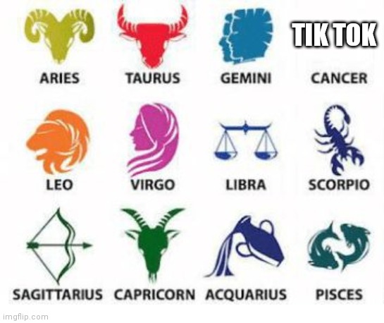 Zodiac Signs | TIK TOK | image tagged in zodiac signs | made w/ Imgflip meme maker