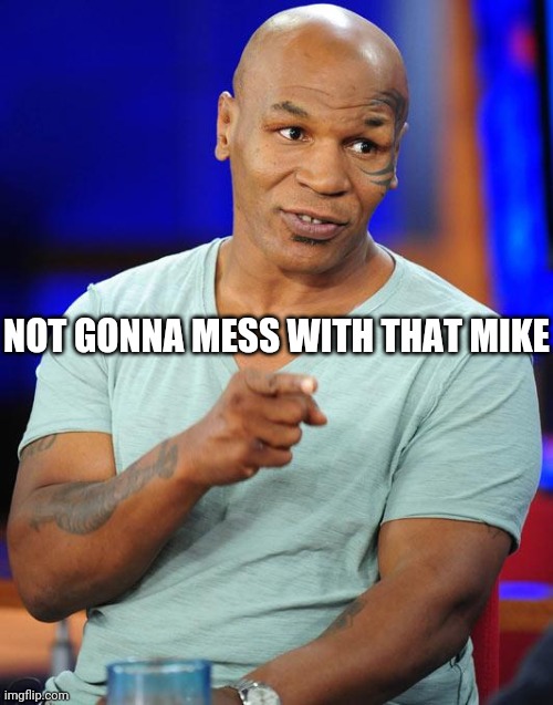 mike tyson | NOT GONNA MESS WITH THAT MIKE | image tagged in mike tyson | made w/ Imgflip meme maker