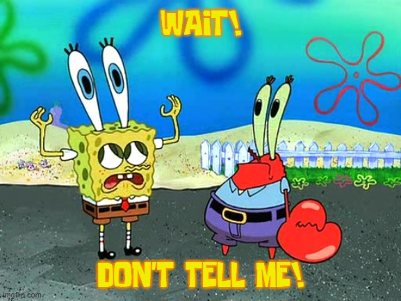 Don't Tell Me! | WAIT! DON'T TELL ME! | image tagged in don't tell me | made w/ Imgflip meme maker