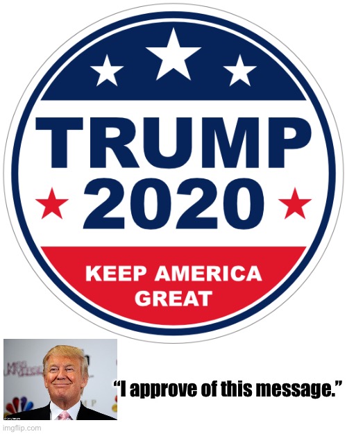 We Will Do It | “I approve of this message.” | image tagged in trump 2020 | made w/ Imgflip meme maker