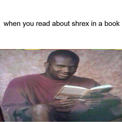  when you read about shrex in a book | image tagged in meme | made w/ Imgflip meme maker