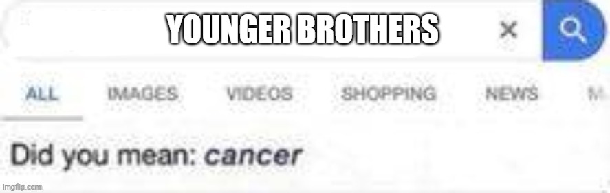 Did you mean cancer | YOUNGER BROTHERS | image tagged in did you mean cancer,i'm 15 so don't try it,who reads these | made w/ Imgflip meme maker