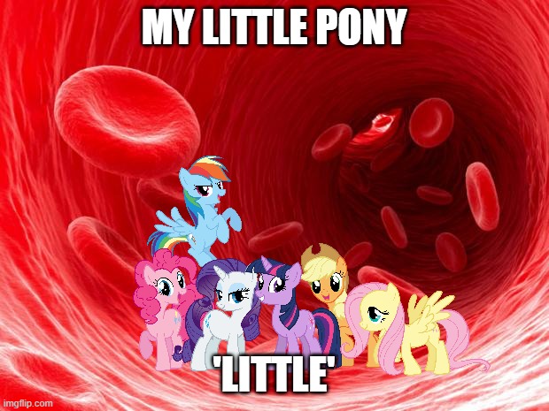 MY LITTLE PONY; 'LITTLE' | image tagged in blood,my little pony | made w/ Imgflip meme maker