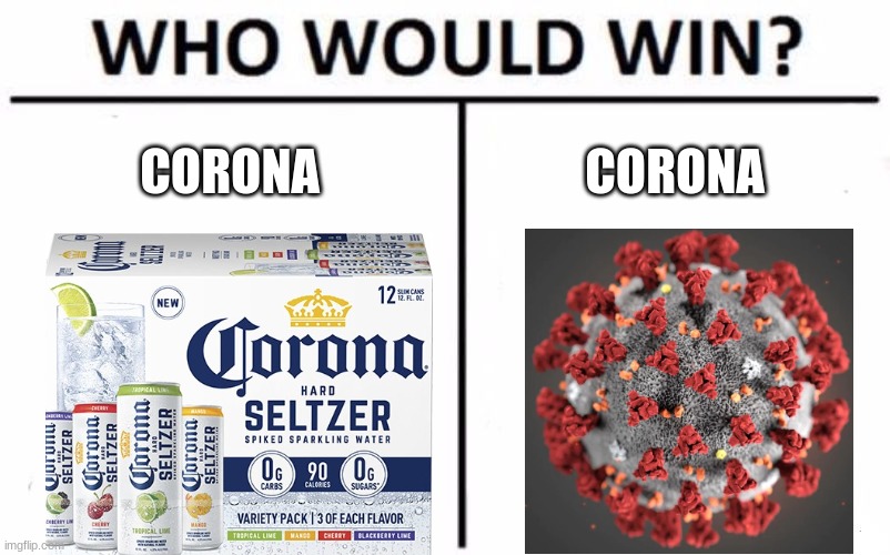 corona vs corona | CORONA; CORONA | image tagged in memes,who would win | made w/ Imgflip meme maker