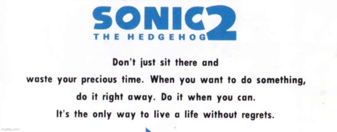 Sonic the Hedgehog 2 inspiring quote | image tagged in sonic the hedgehog 2 inspiring quote | made w/ Imgflip meme maker