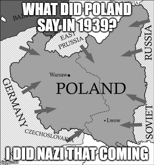 Invaded | WHAT DID POLAND SAY IN 1939? I DID NAZI THAT COMING | image tagged in poland | made w/ Imgflip meme maker