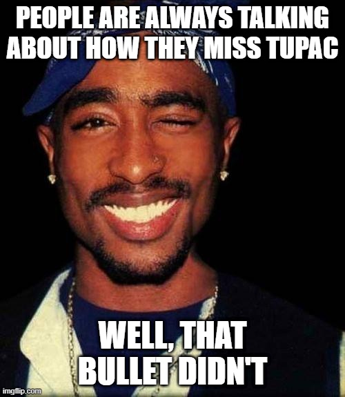 On Target | PEOPLE ARE ALWAYS TALKING ABOUT HOW THEY MISS TUPAC; WELL, THAT BULLET DIDN'T | image tagged in tupacccc | made w/ Imgflip meme maker